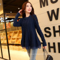 2016 Organza Splicing Knit Pullover Sweater